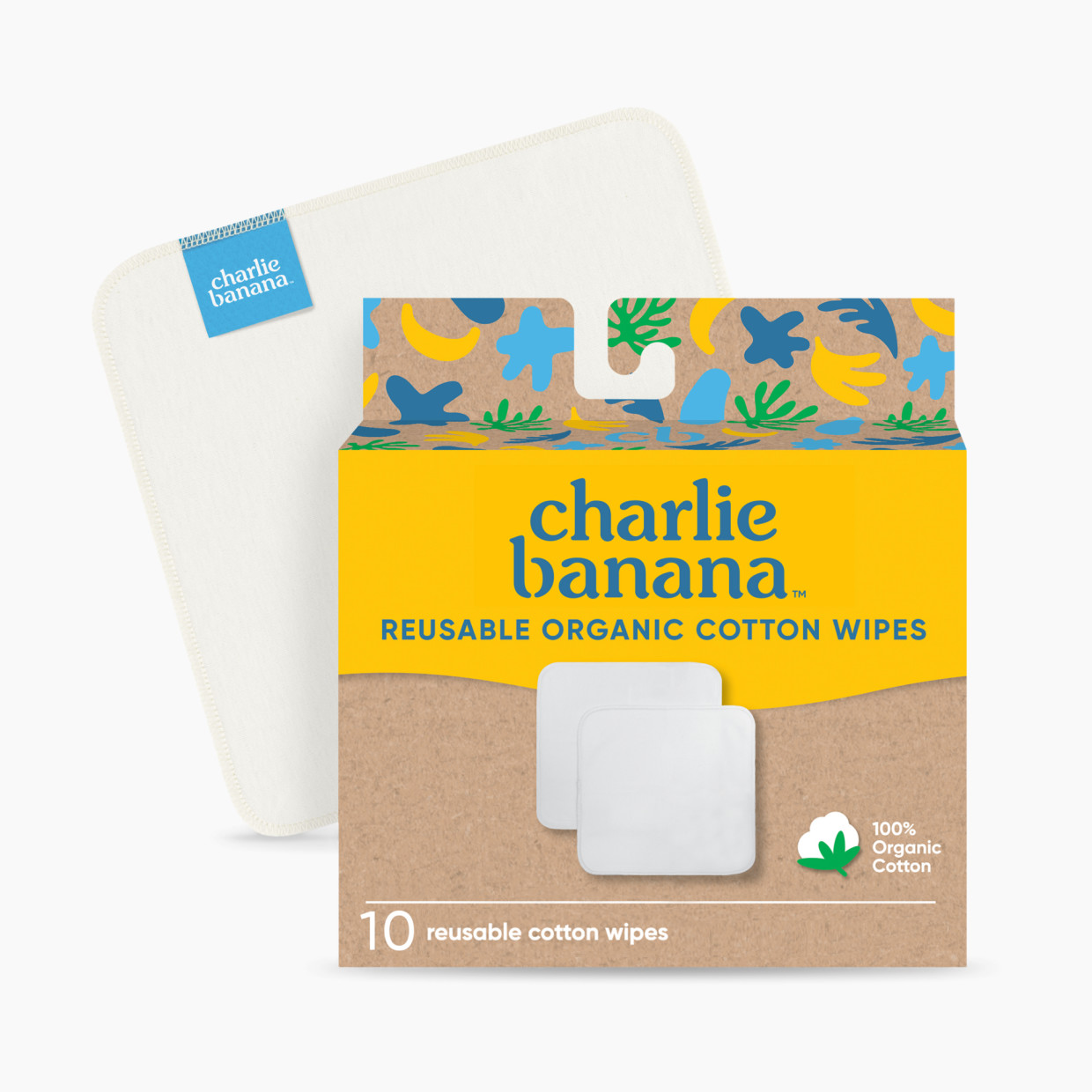Charlie Banana Reusable & Washable Cotton Wipe (10 Pack) - One Size.