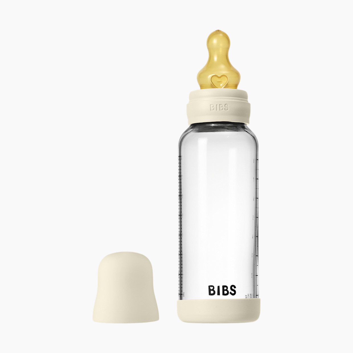 BIBS Baby Glass Bottle with Natural Rubber Nipple - Ivory, 8oz.