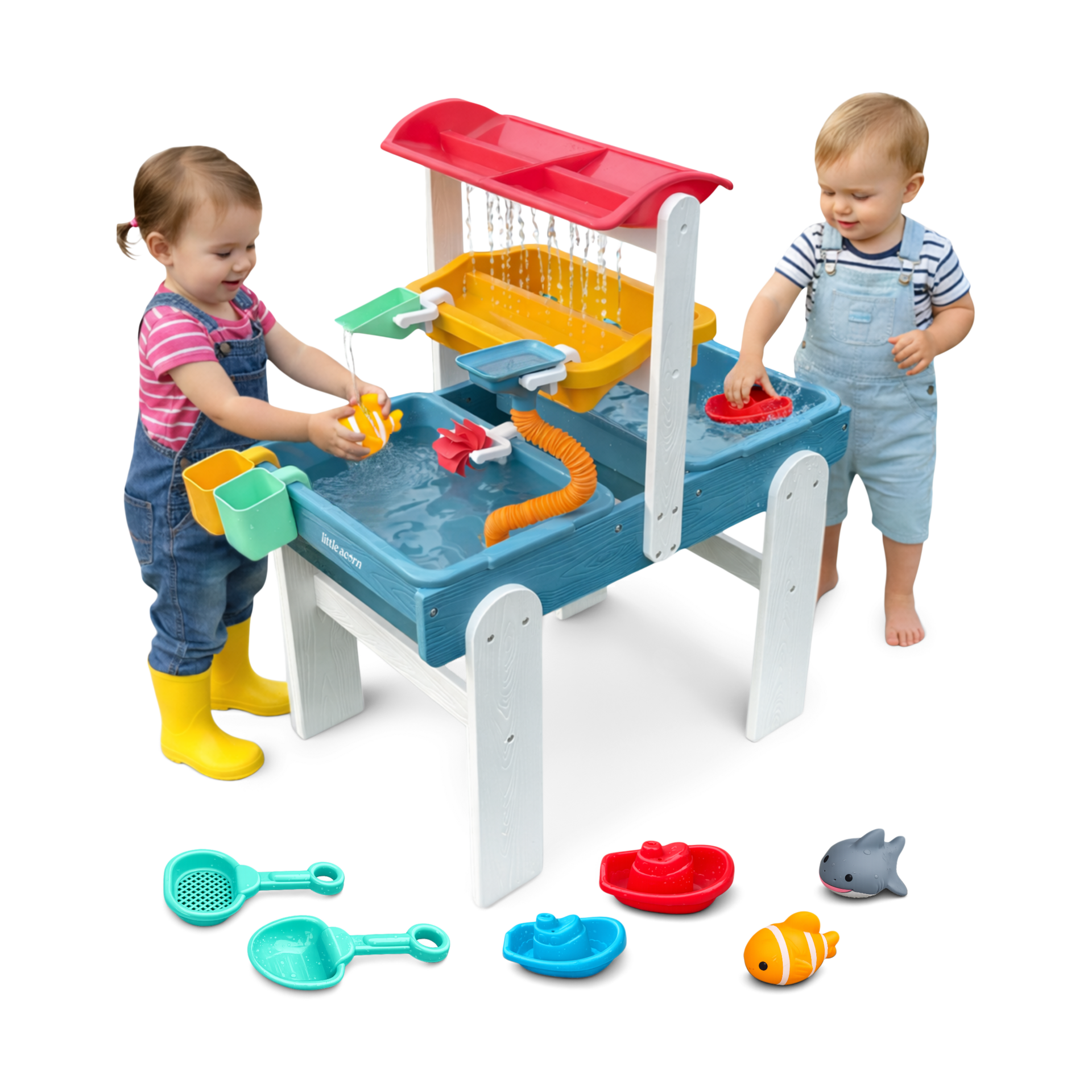 Little Acorn Deluxe 3-Tier Weather-Proof Water Table for Toddlers - Blue.