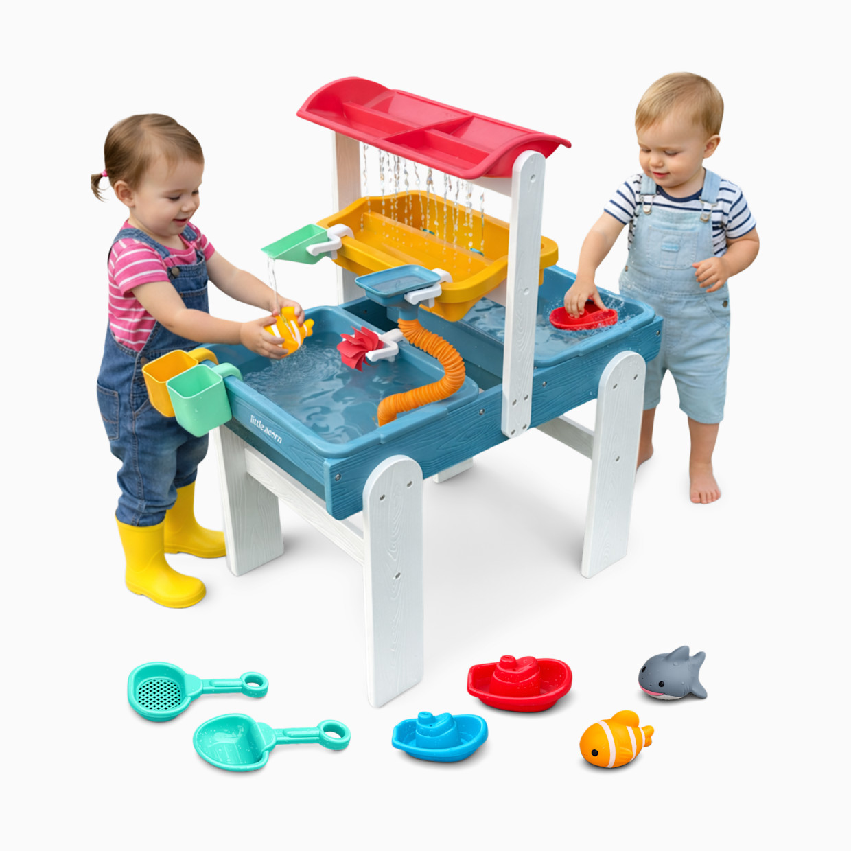 Little Acorn Deluxe 3-Tier Weather-Proof Water Table for Toddlers - Blue.