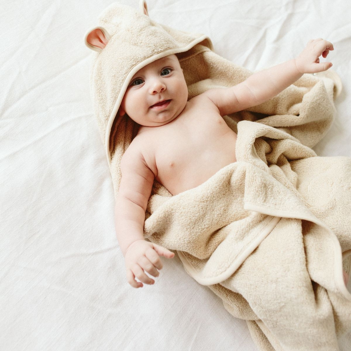 Goumi Kids x Babylist Cotton Terry Animal Hooded Bath Towel - Oat