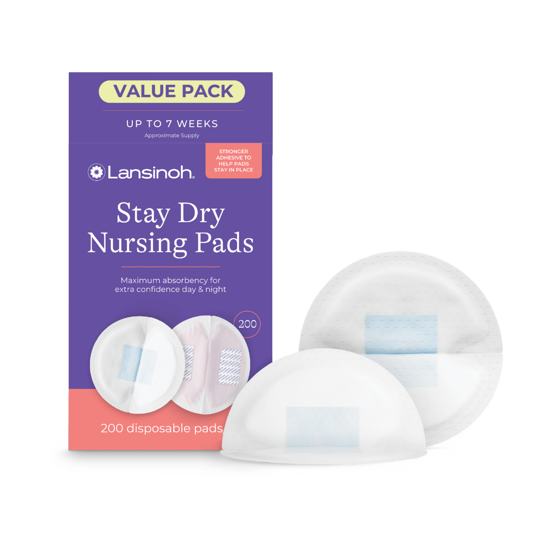 Lansinoh Stay Dry Disposable Nursing Pads, Soft and Super Absorbent Breast Pads, Breastfeeding Essentials for Moms, 200 Count