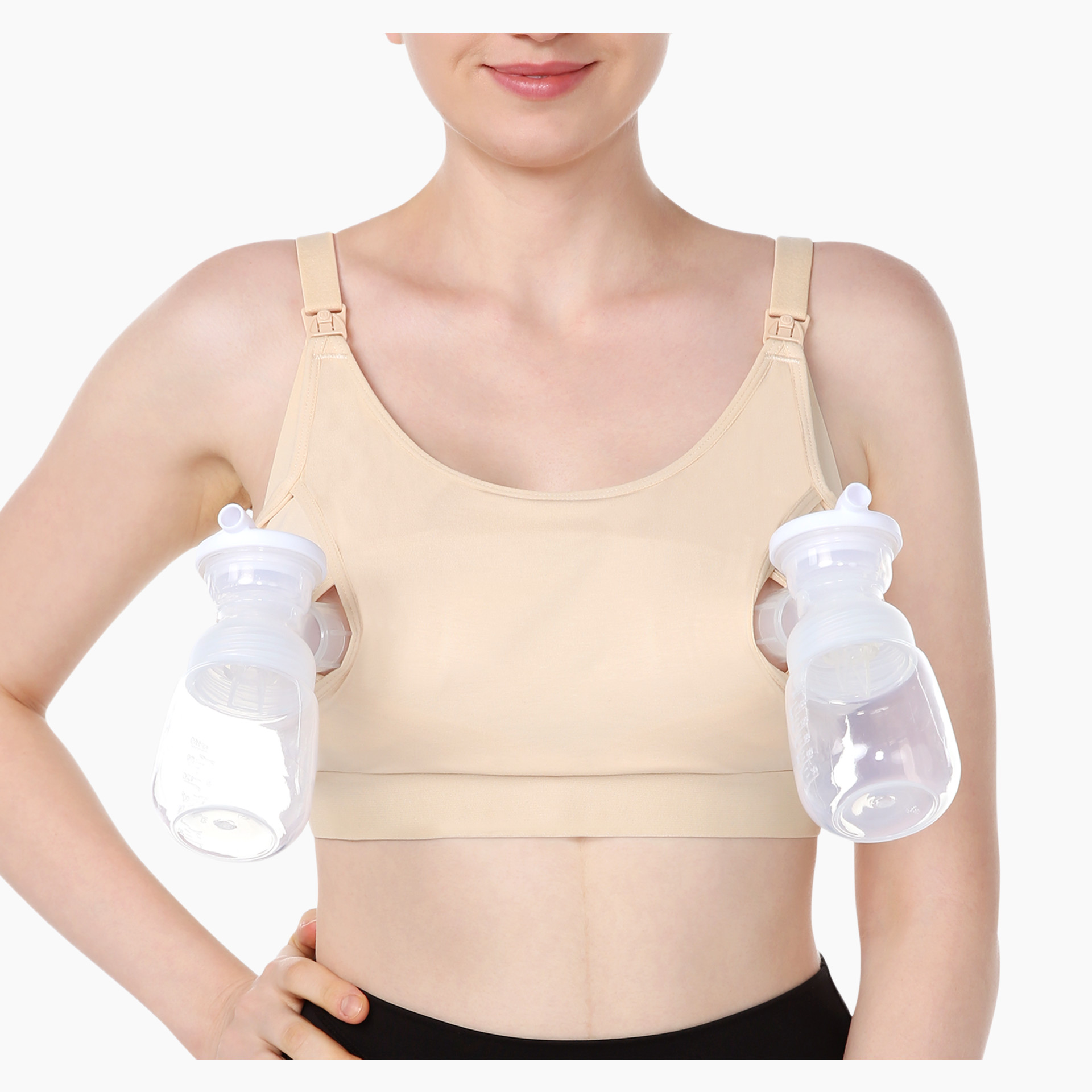 Momcozy Hands Free Pumping Bra, Adjustable Breast-Pumps Holding and Nursing  Bra, Suitable for Breastfeeding-Pumps by Lansinoh, Philips Avent, Spectra,  Evenflo and More(Skin, Small) 