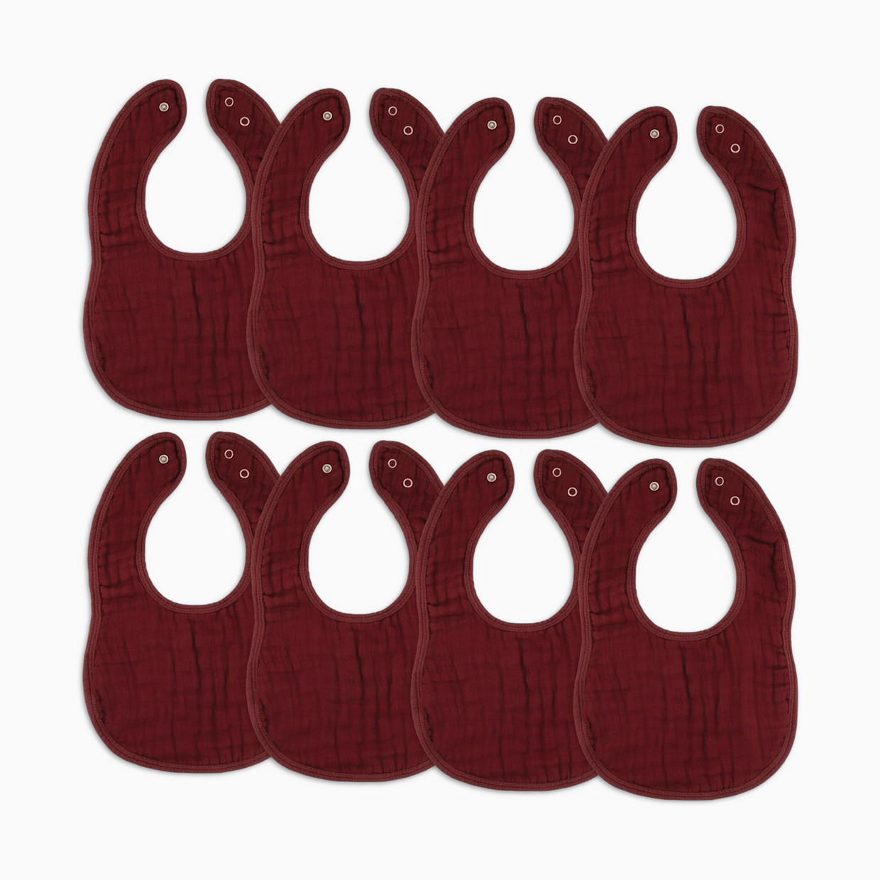 Comfy Cubs Muslin Bibs with Adjustable Snaps (8 Pack) - Wine, 8.