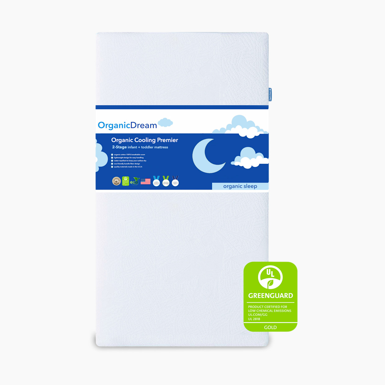 Organic Dream Organic Cooling Premier 2-Stage Crib Mattress - White.