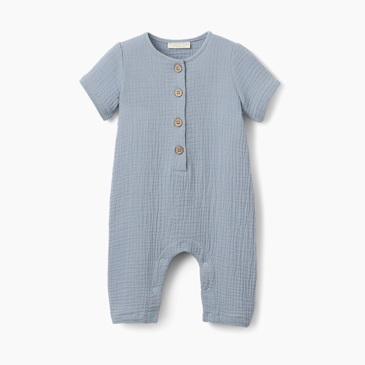 Elegant Baby Organic Muslin Baby Jumpsuit - Stone Blue, 3-6 M.
