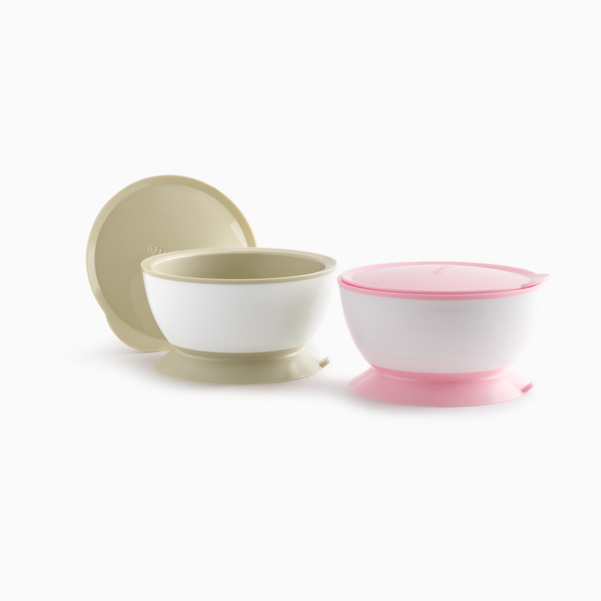 Sprucely Suction Bowl with Lid (2 Pack) - Pink/Sand.