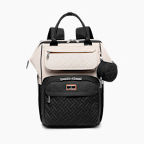 BabbleRoo Diaper Bag Backpack, Multifunction Nappy Changing Bag with Changing Pad, Stroller Straps & Pacifier Case, Unisex Stylish Travel Back Pack for Moms & Dads – Apricot & Black