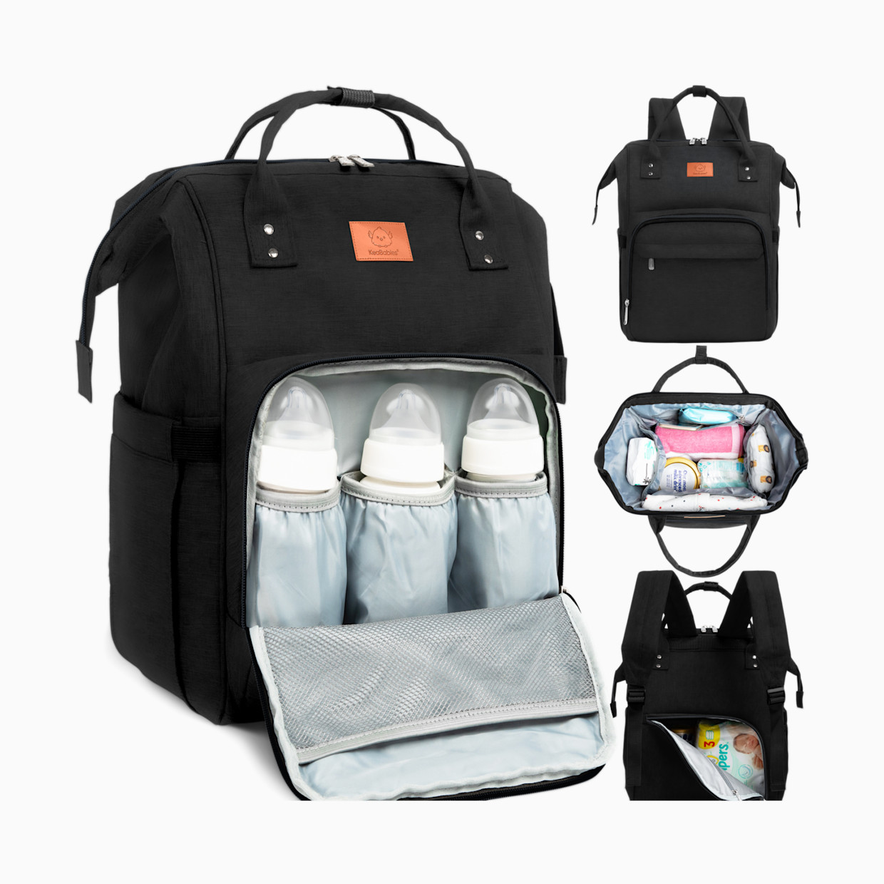 KeaBabies Original Diaper Backpack - Trendy Black.