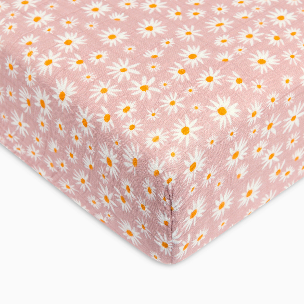 babyletto Crib Sheet in GOTS Certified Organic Muslin Cotton - Daisy.