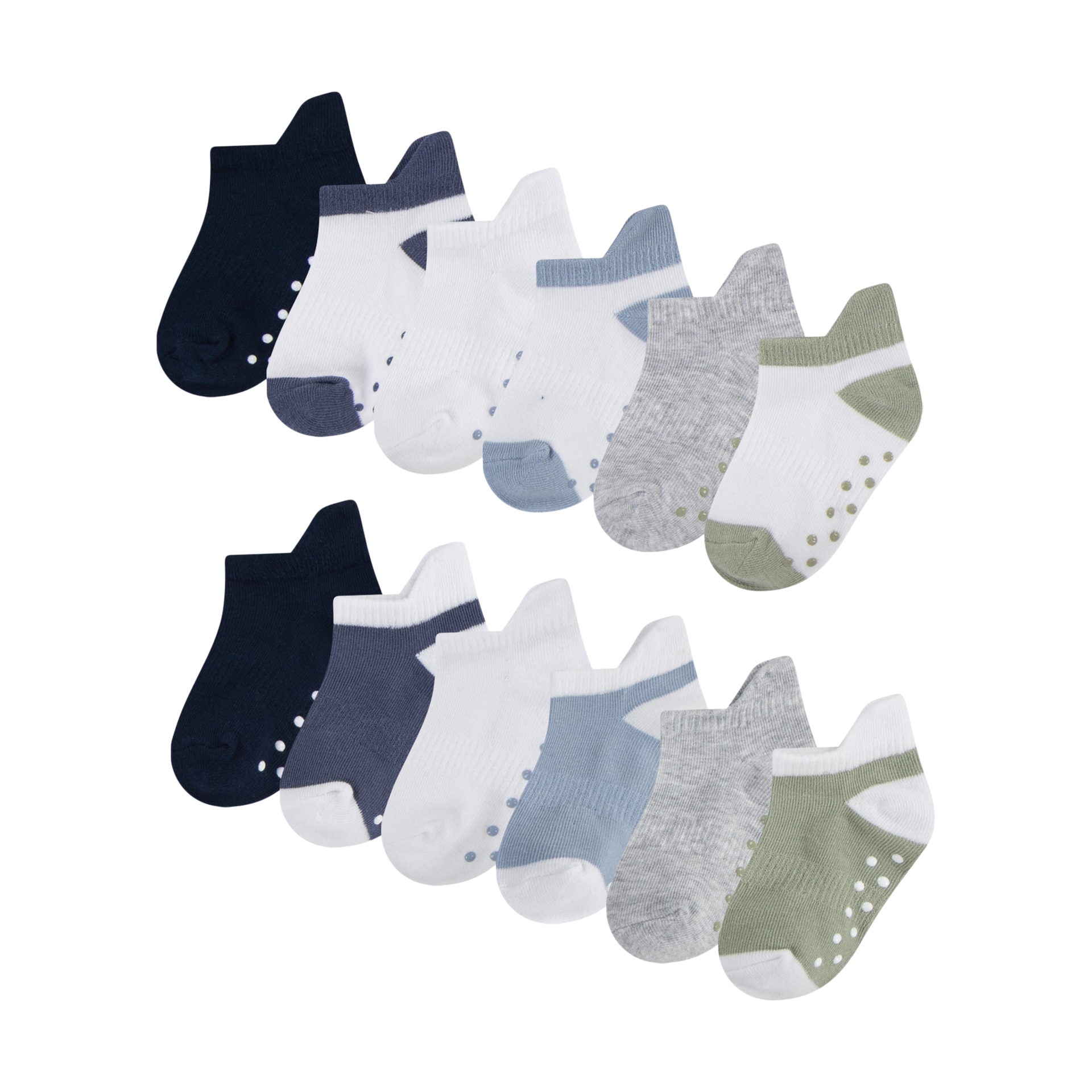 Huggies Gripper Socks (12 Pack) - Desert Sage/Blue, 0-6 M.