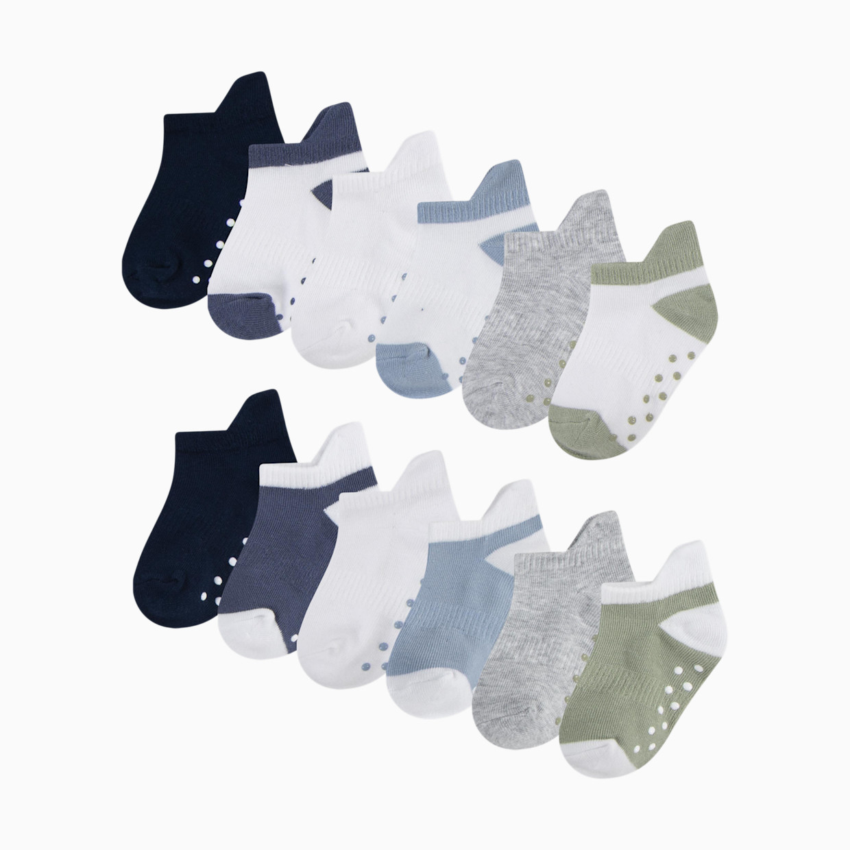 Huggies Gripper Socks (12 Pack) - Desert Sage/Blue, 0-6 M.