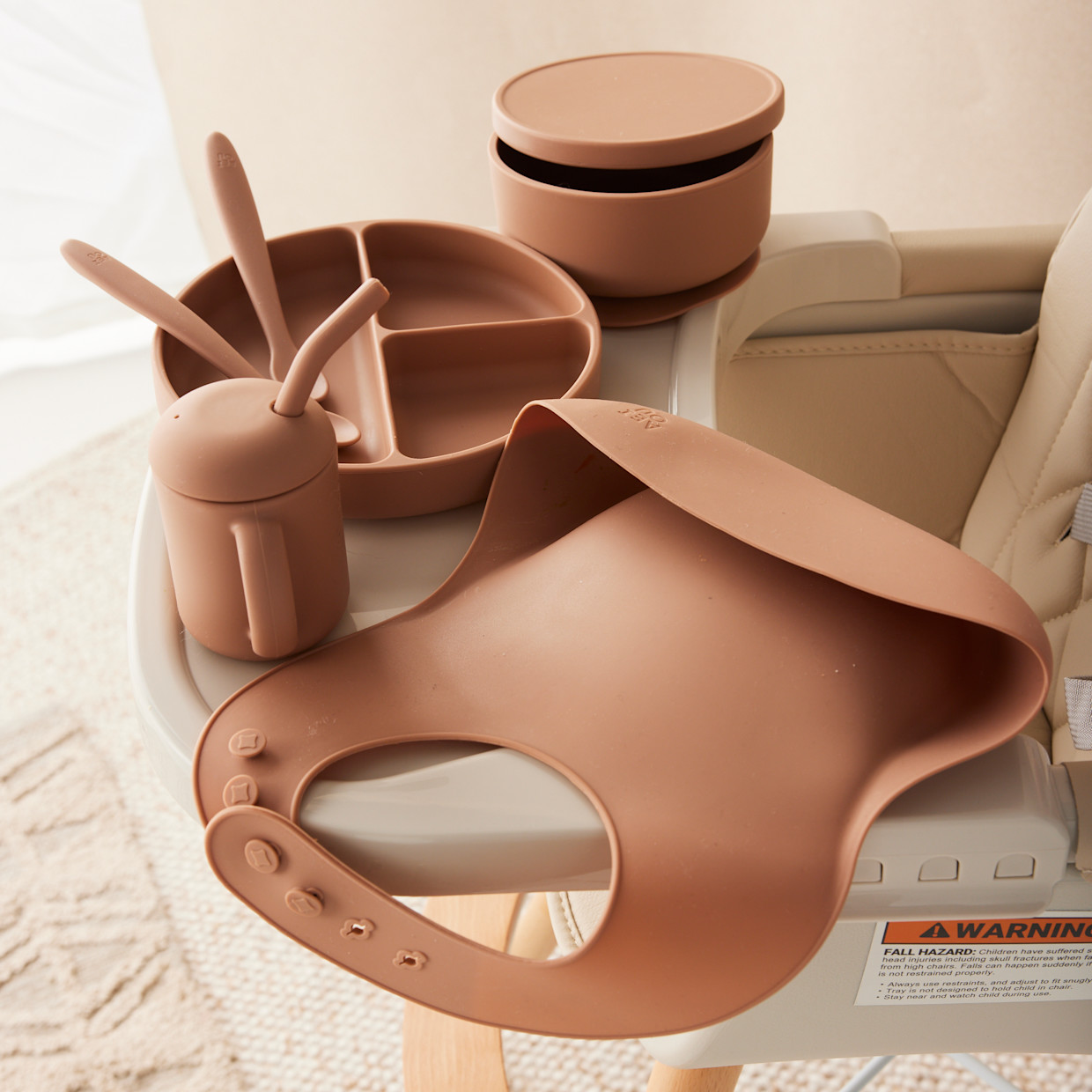 AEIOU Bib (2 Pack) - Clay/Oat Milk.