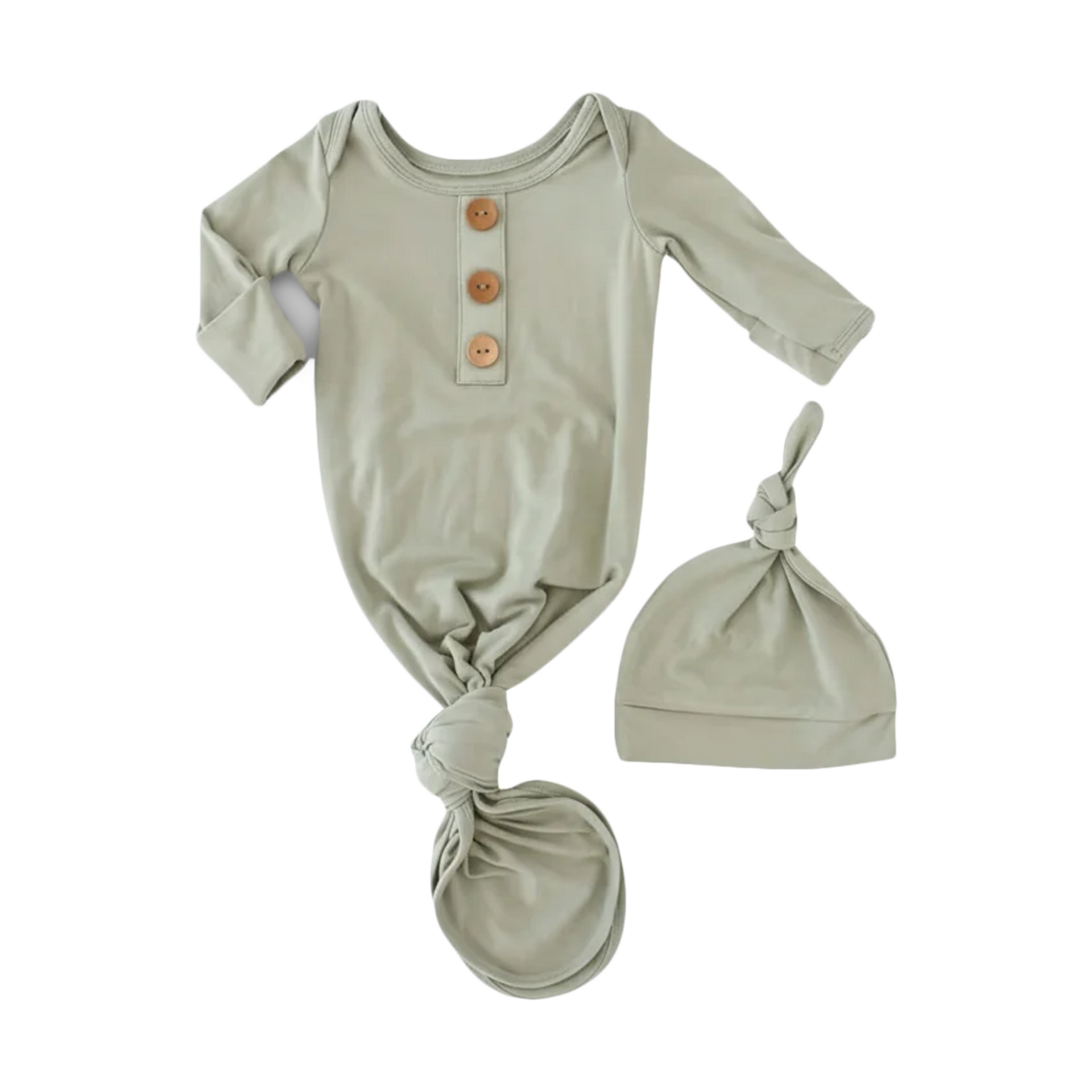 Caden Lane Bamboo Baby Knot Gown & Hat.