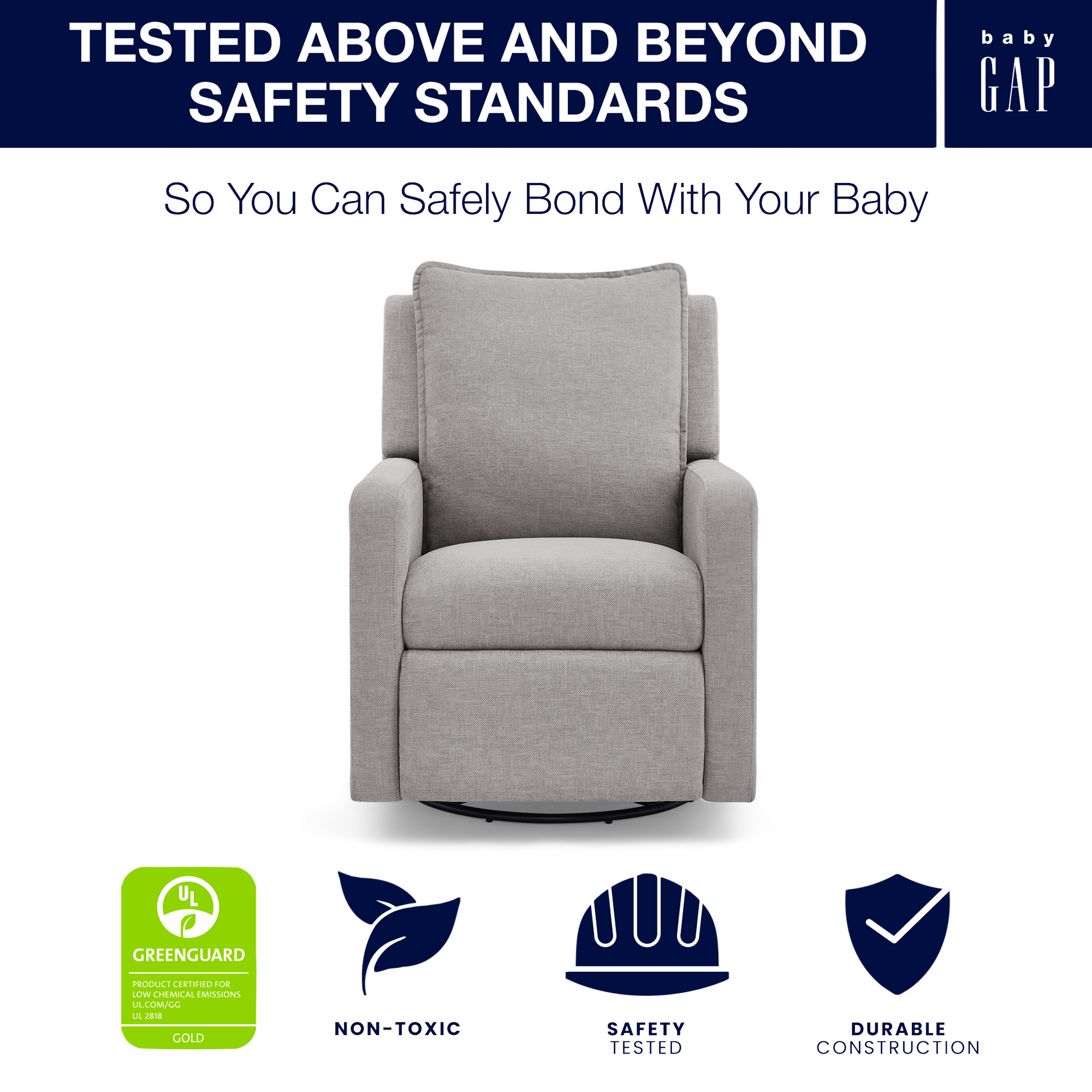 Delta Children babyGap Harlowe Power Recliner - Ash.