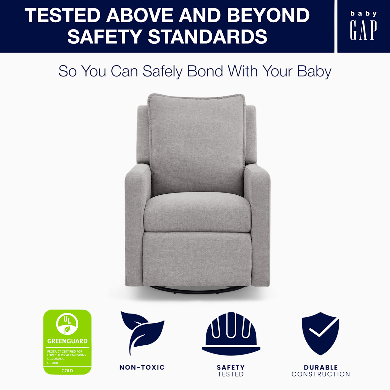 Delta Children babyGap Harlowe Power Recliner - Ash.