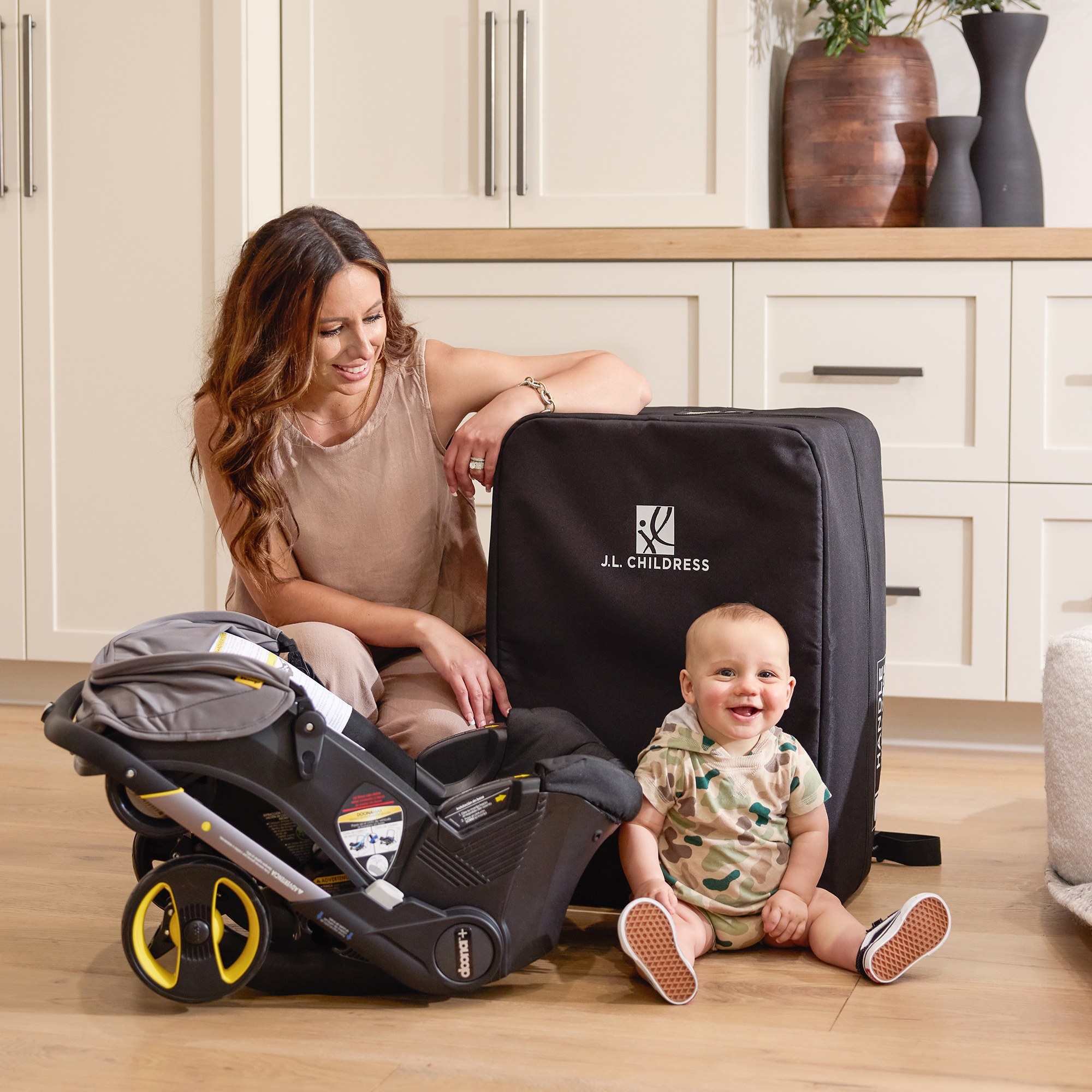 JL Childress Elite Padded Travel Bag for Infant Car Seat & Stroller Combos - Black.