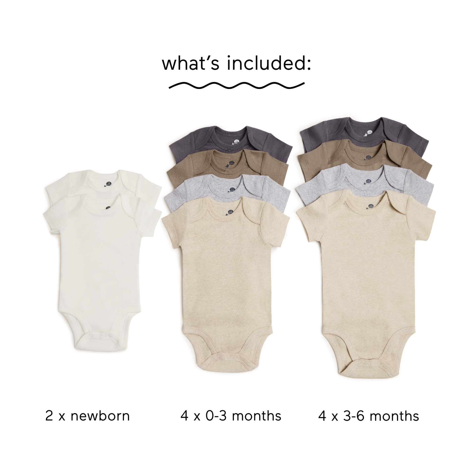 Small Story Organic Cotton Grow With Me Short Sleeve Bodysuits (10 Pack).