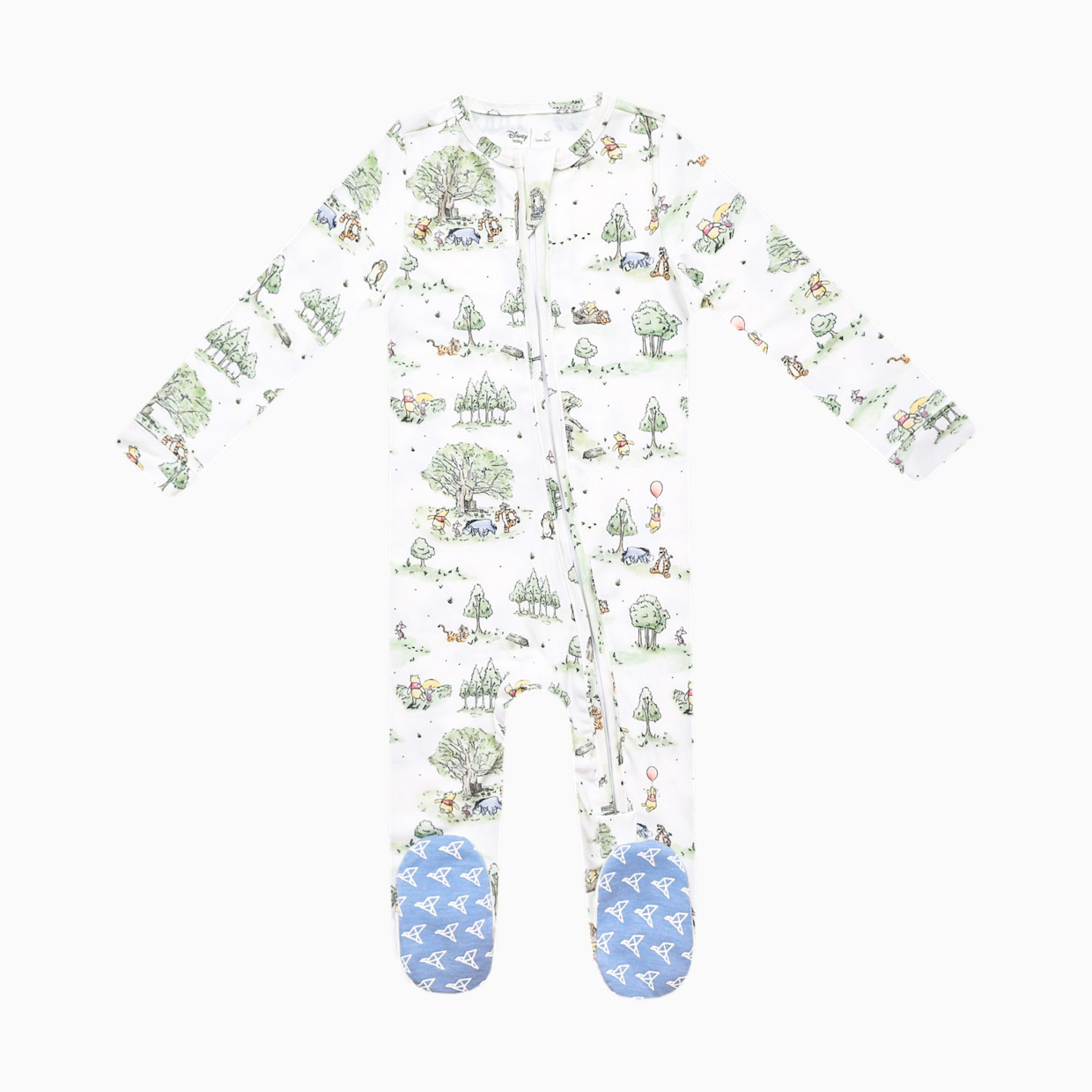 Copper Pearl Zip-up Footie - Hundred Acre Wood, Newborn.