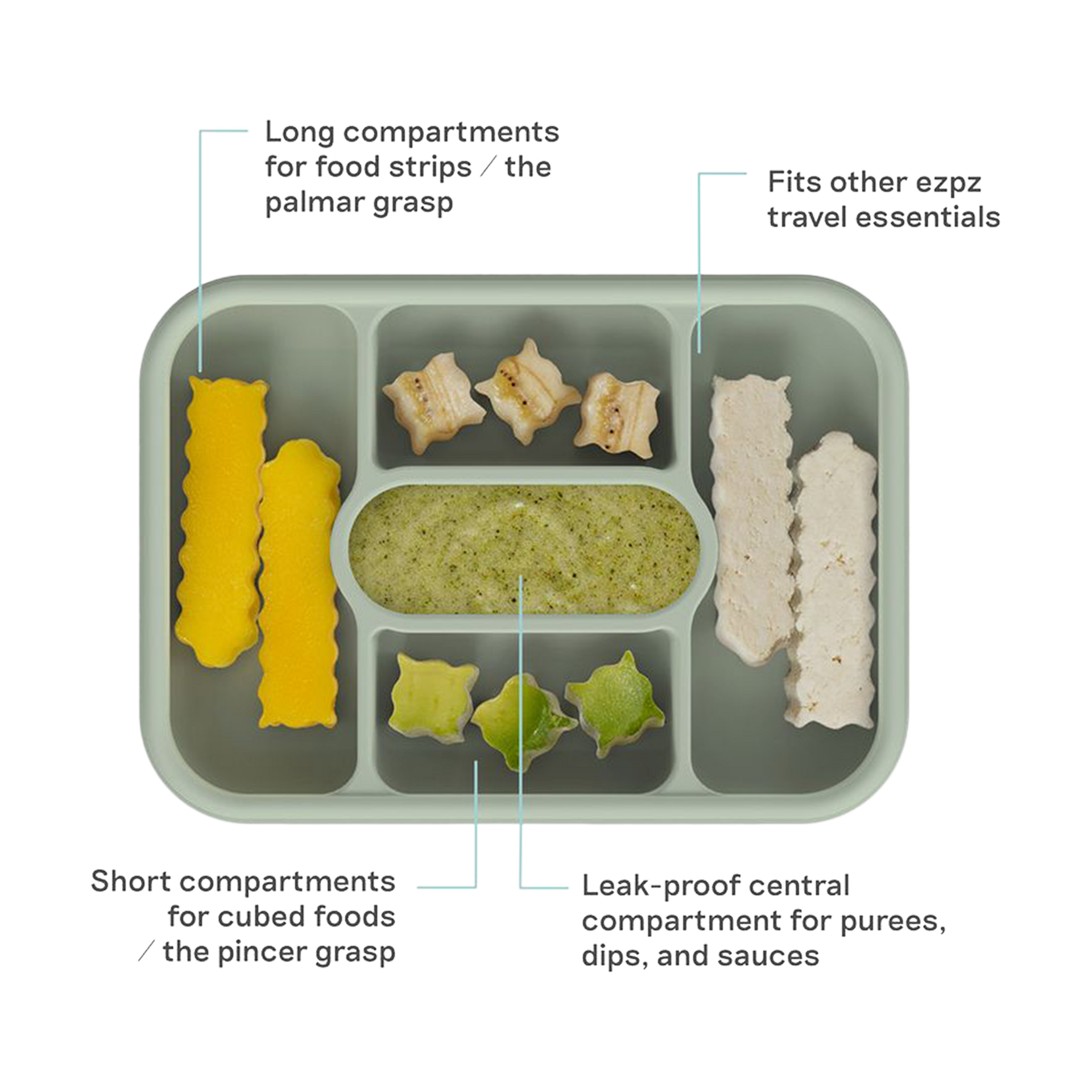 ezpz Baby-Led Travel Box - Sage.