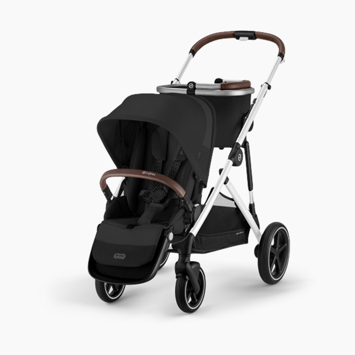 Cybex Gazelle S Single to Double Stroller + Cloud G Lux Travel System - Moon Black/Silver Frame.