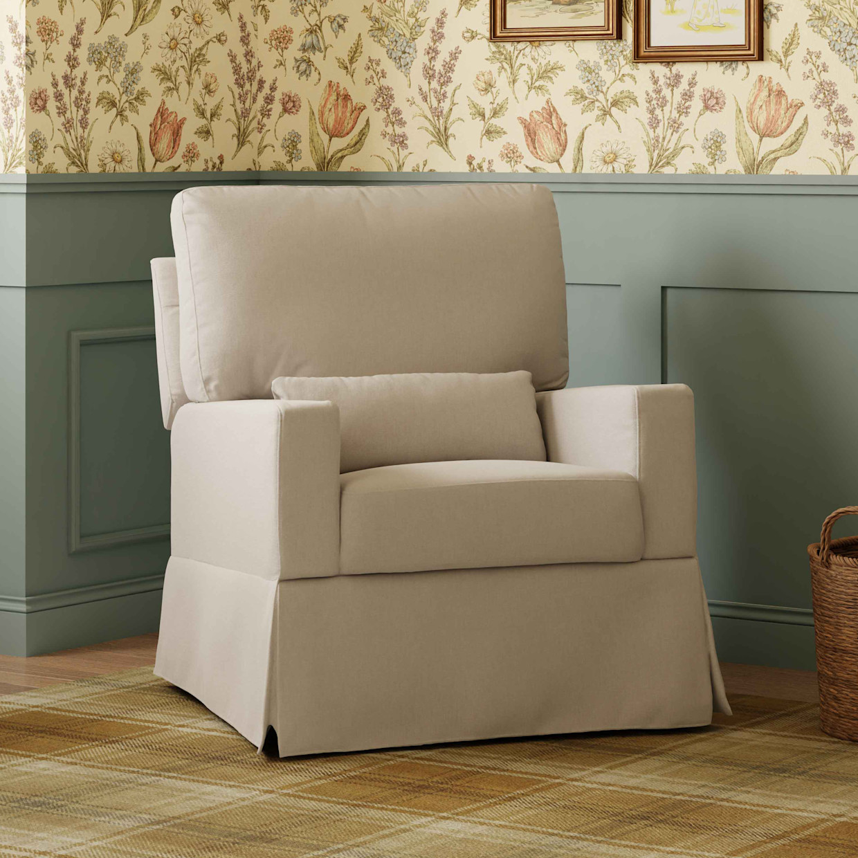 Namesake Crawford Pillowback Comfort Swivel Glider - Performance Beach Eco-Weave.