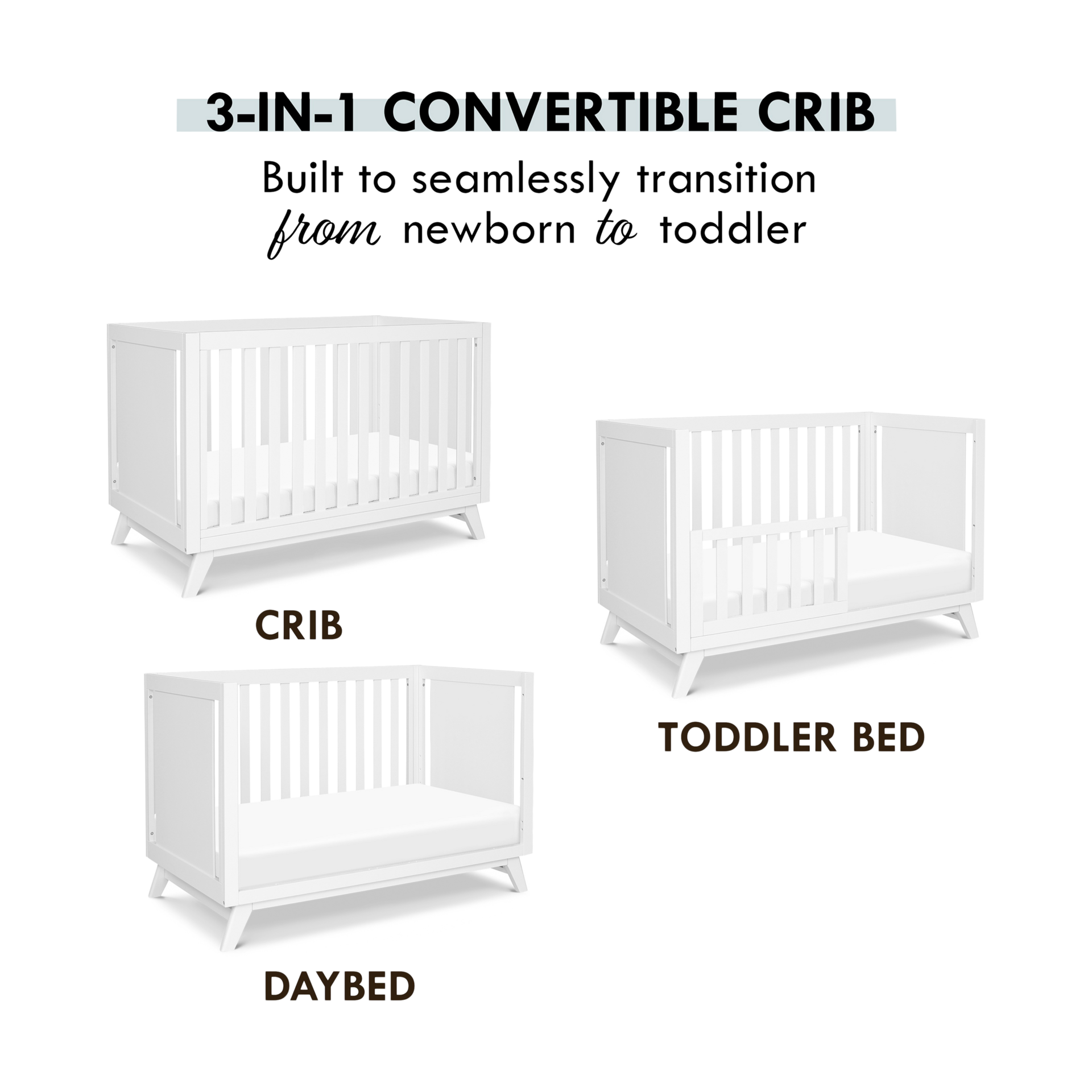 daVinci Otto 3-in-1 Convertible Crib - White.