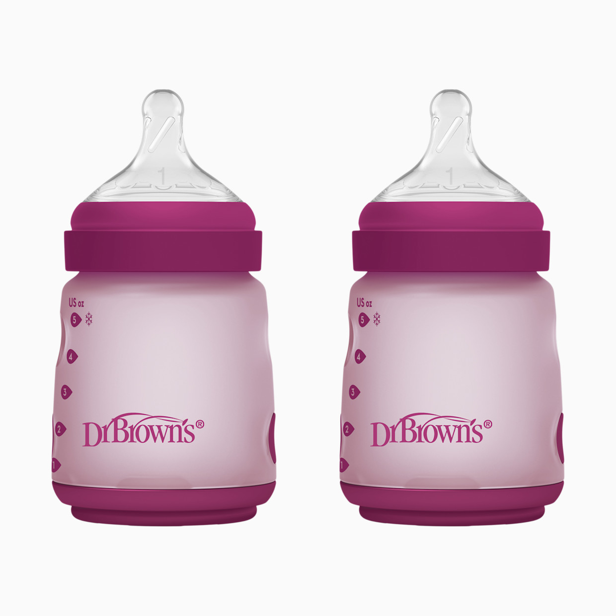 Dr. Brown's Options+ Wide-Neck Silicone Baby Bottles - Pink, 5 Oz.