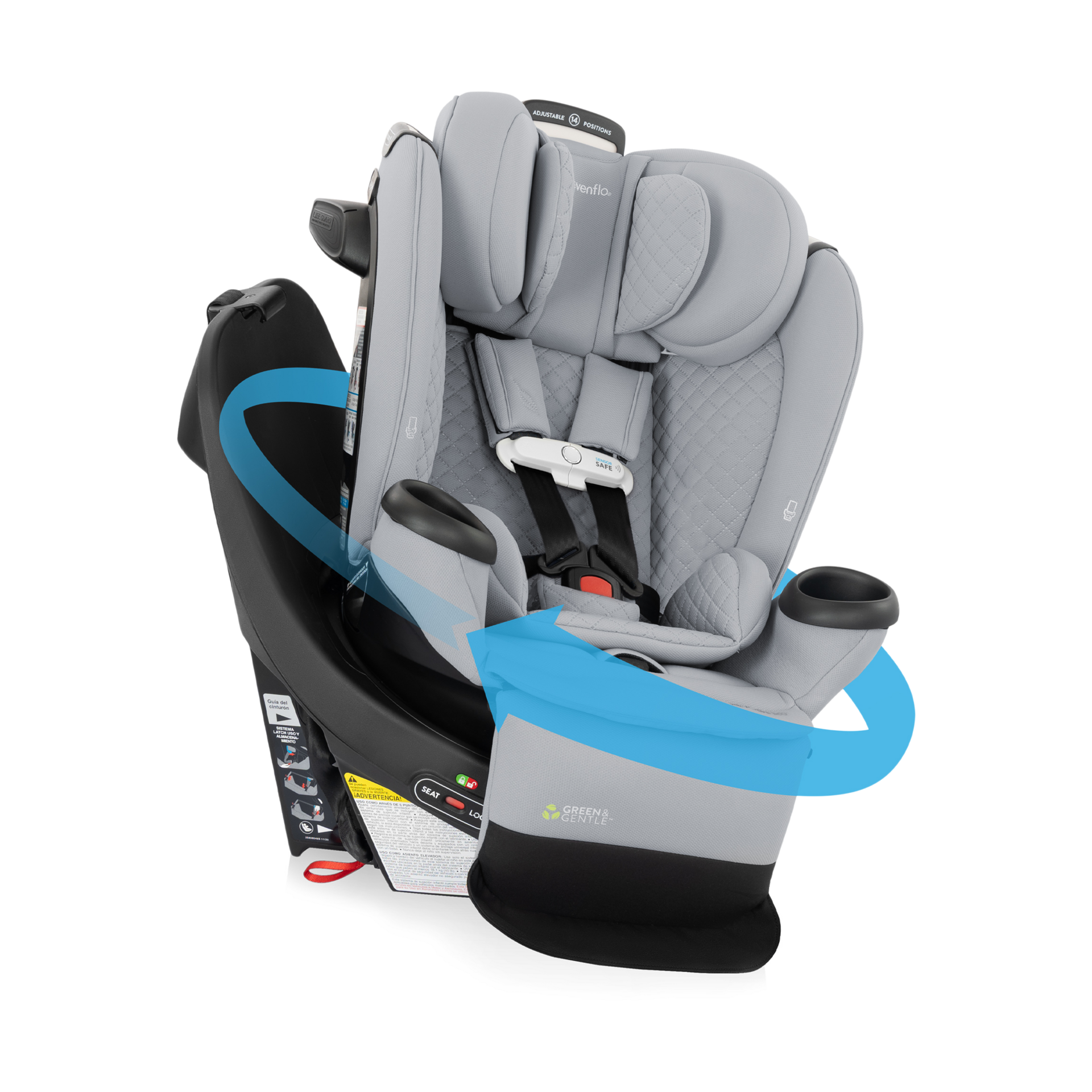 Revolve360 Extend All-in-One Rotating Car Seat with Green & Gentle Fabric