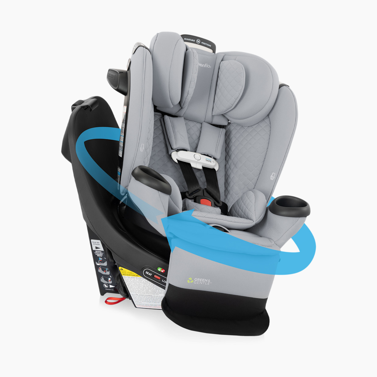 Evenflo Revolve360 Extend All-in-One Rotational Car Seat with Green & Gentle Fabric - Quartz.