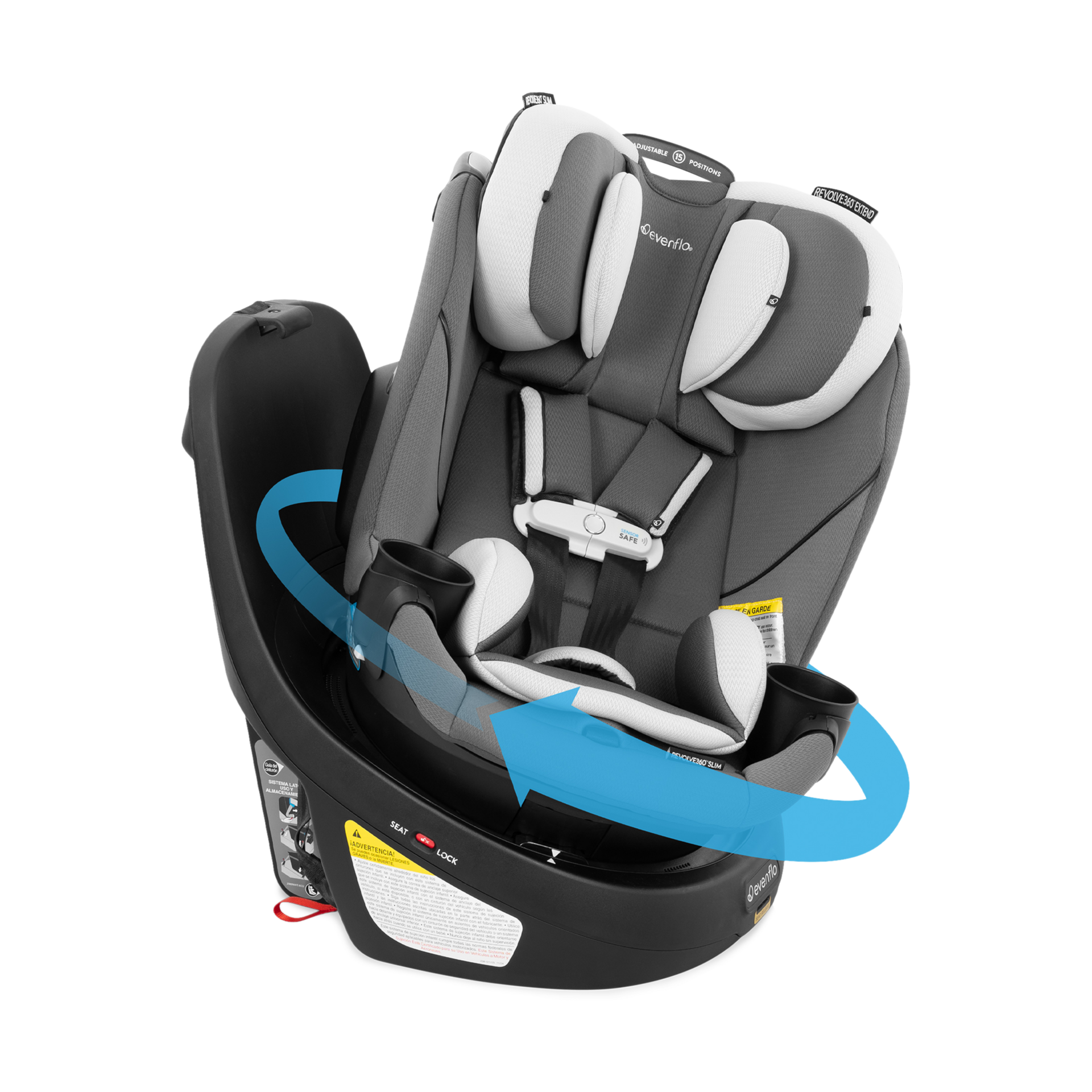 Evenflo Gold Revolve360 Slim 2-in-1 Rotational Car Seat with SensorSafe.