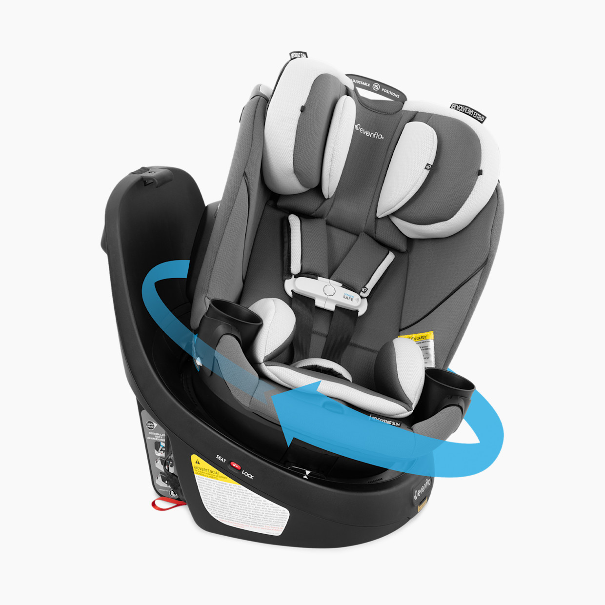 Evenflo Gold Revolve360 Slim 2-in-1 Rotational Car Seat with SensorSafe - Pearl.