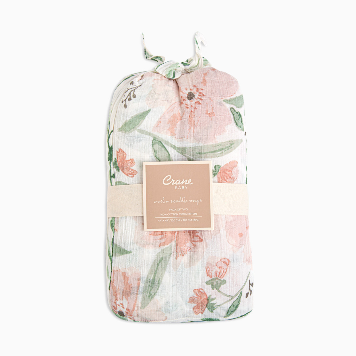 Crane Baby Cotton Muslin Swaddles (2 Pack) - Parker Floral And Leaf.