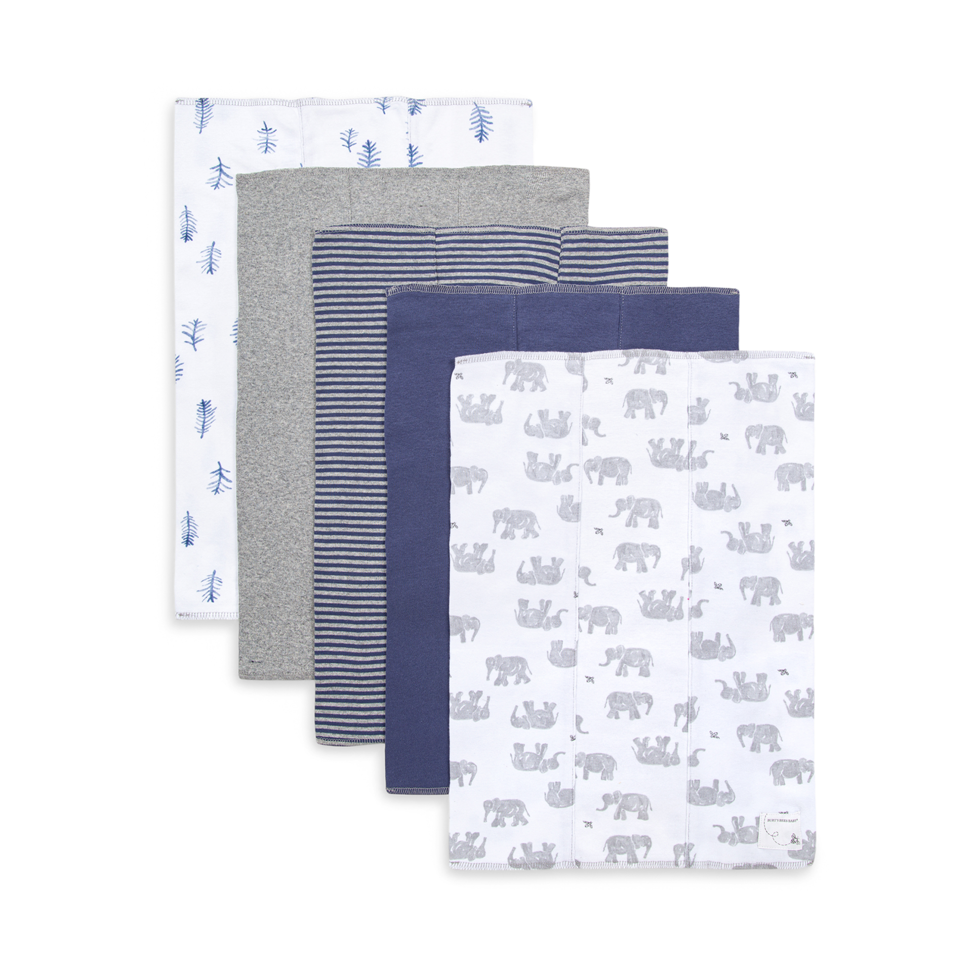 Burt's Bees Baby Organic Burp Cloth (5 Pack) Wandering Elephants