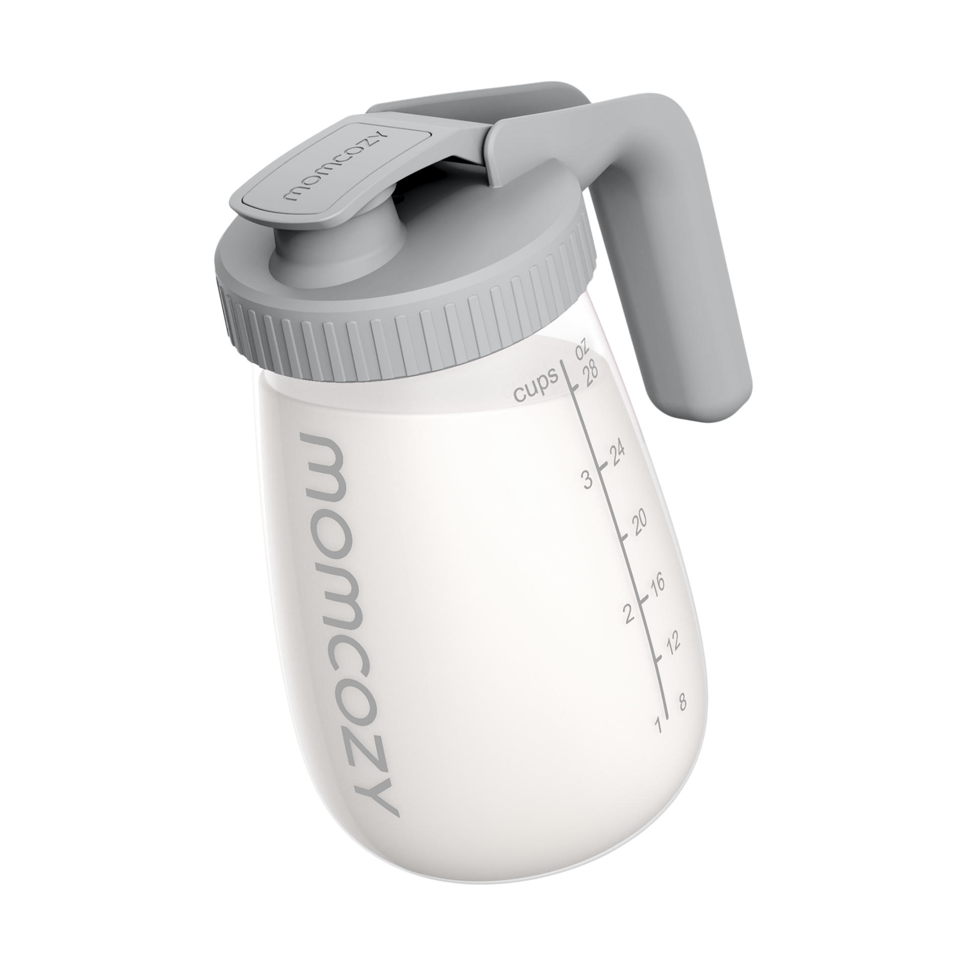 Momcozy Breast Milk Pitcher, Resistant to Heat and Cold Abrupt Temp Swings, No Leak Glass Breast Milk Fridge Storage Container with Wide Mouth, Fast Baby Formula Maker, Breastfeeding Essentials, Grey