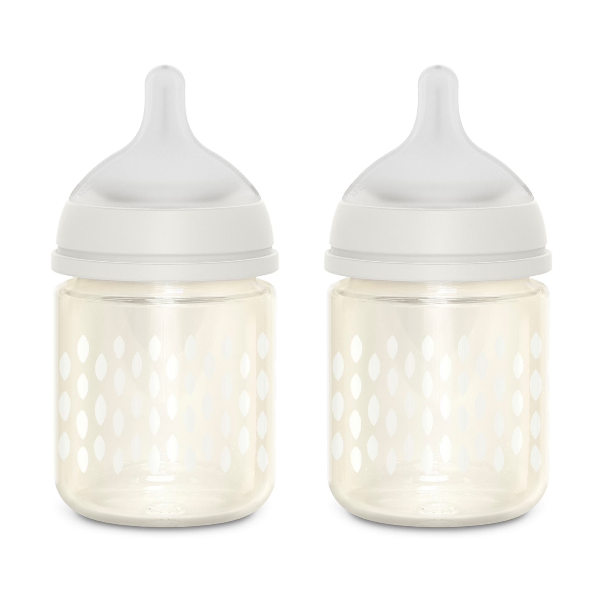 Suavinex Bonhomia Anti-Colic Glass Baby Bottle 2 Pack - Beige, 4 Oz.