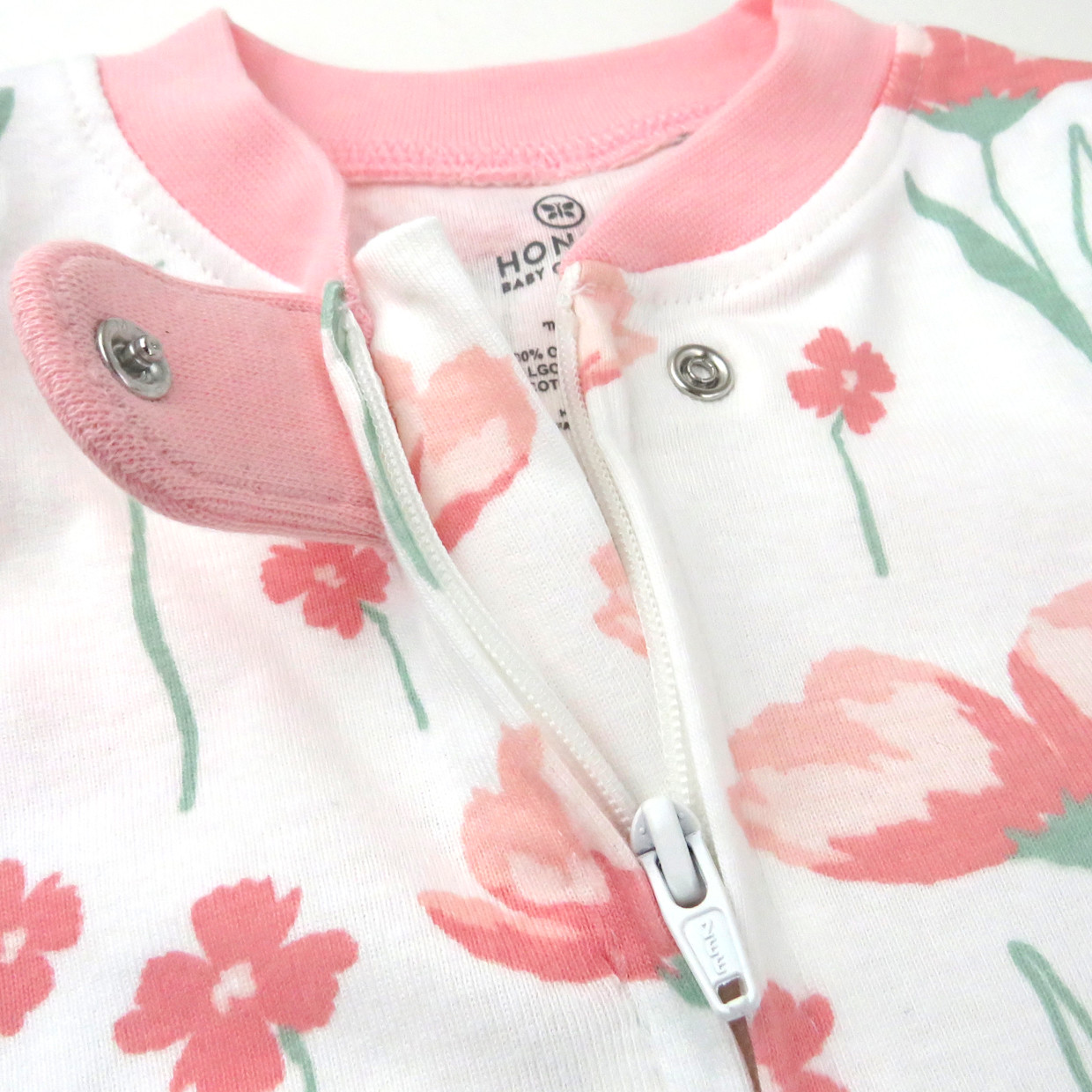 Honest Baby Clothing Organic Cotton Sleep & Play - Strawberry Pink Floral, 0-3 M.