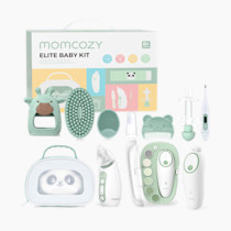 Momcozy Elite Baby Kit, Superior Baby Shower & Registry Essential Kit for Grooming & Health & Cleansing Care, Electric Nail File & Nasal Aspirator,Tummy Wrap,Thermometer,Bath Brush,Teether,Storage Bag