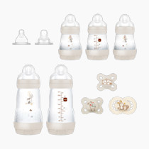 MAM Newborn Essentials Matte Feeding Set with Easy Start Anti-Colic Bottles 5oz, Self-Sterilizing, 0-3 Months Pacifiers and Skinsoft Silicone Nipples, Baby Gift, 10 Pieces