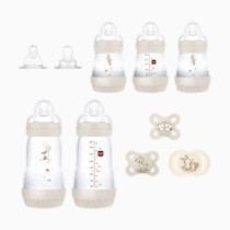 MAM Newborn Essentials Matte Feeding Set with Easy Start Anti-Colic Bottles 5oz, Self-Sterilizing, 0-3 Months Pacifiers and Skinsoft Silicone Nipples, Baby Gift, 10 Pieces