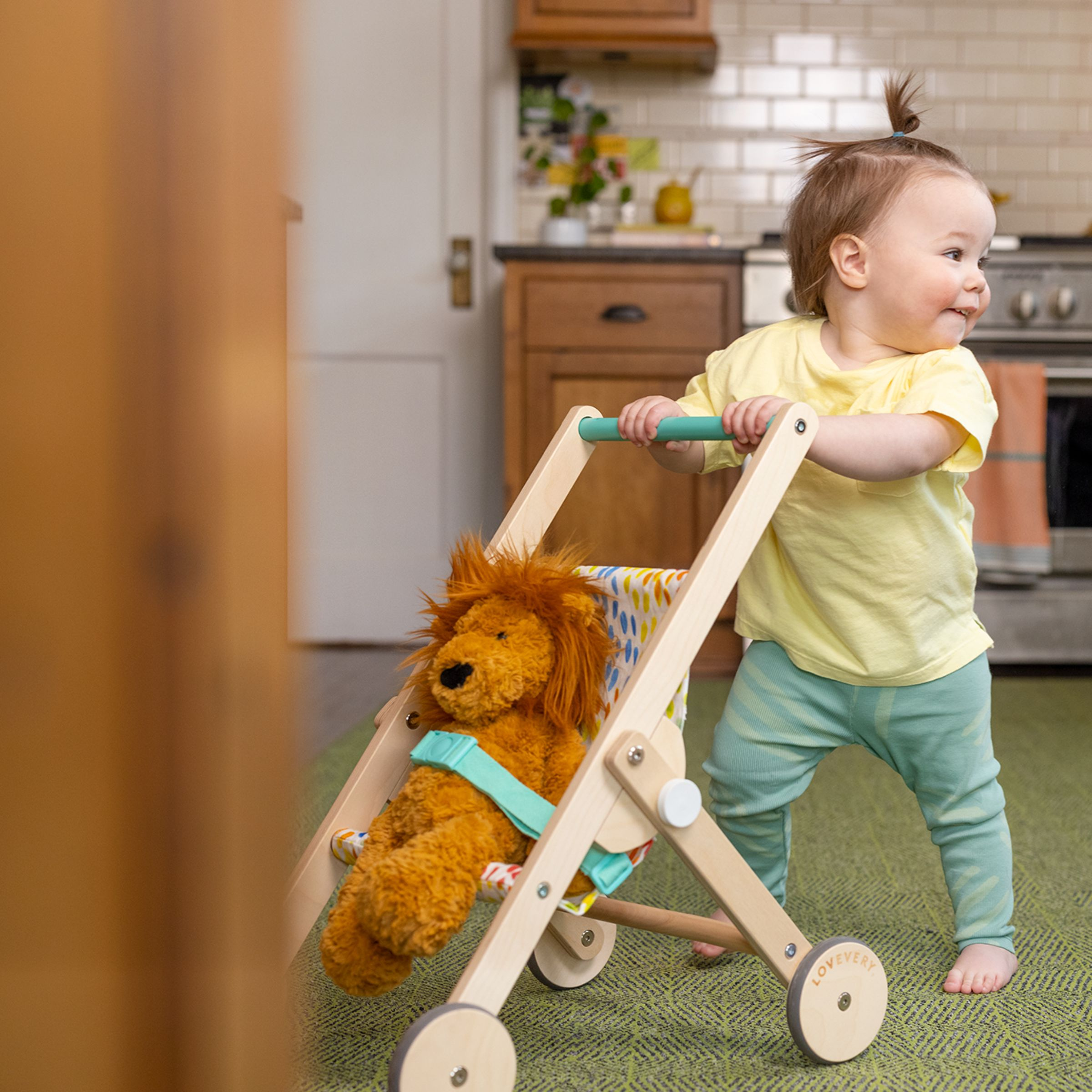 Lovevery The Buddy Stroller, Wooden Doll Stroller.
