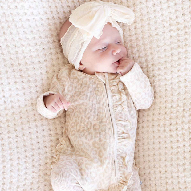 Caden Lane Bamboo Waffle Ruffle Zipper Footie.
