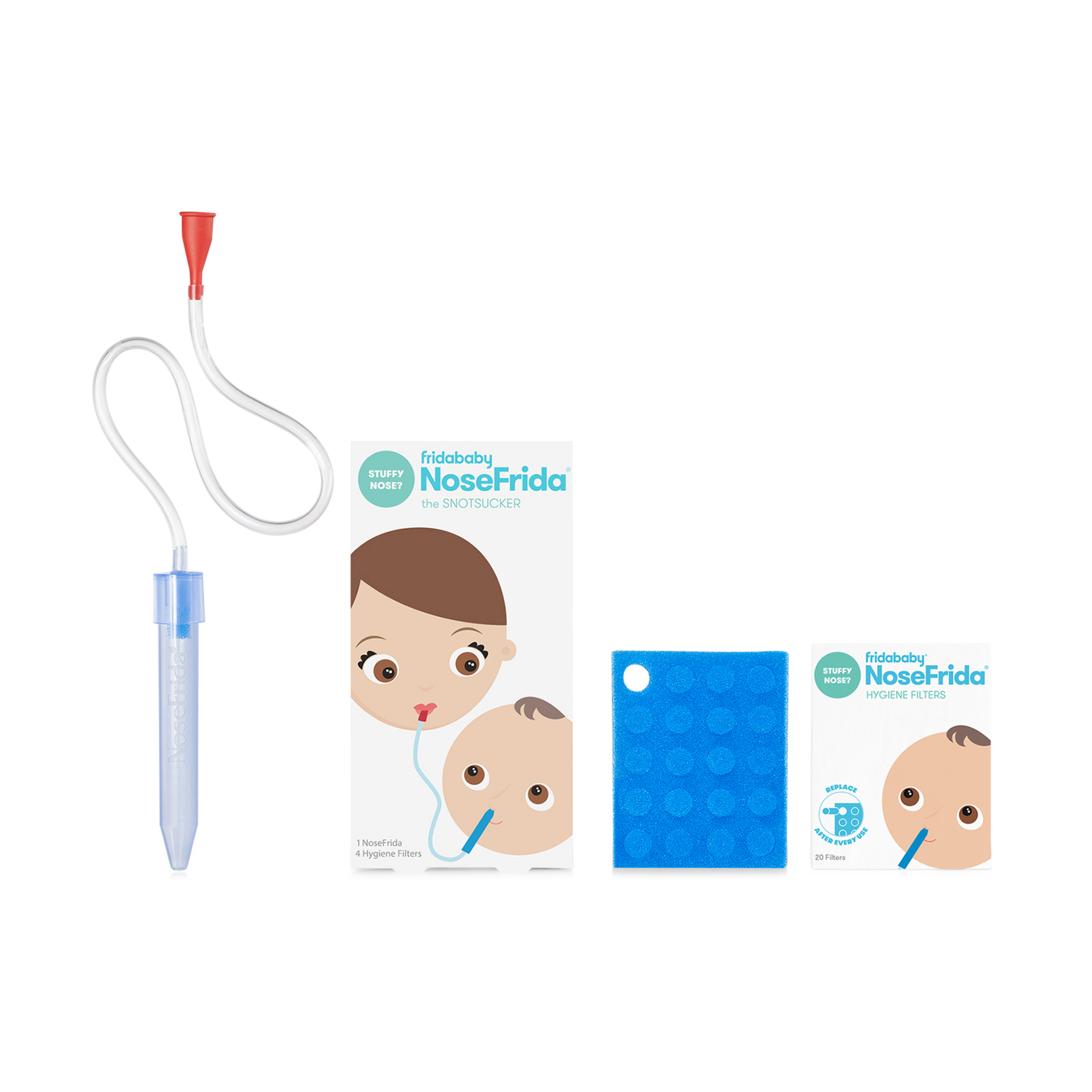 Frida Baby NoseFrida SnotSucker for Baby, Nasal Aspirator for Baby, Nose Sucker Baby Nasal Aspirator for Baby, Congestion Relief with 24 Extra Hygiene Filters