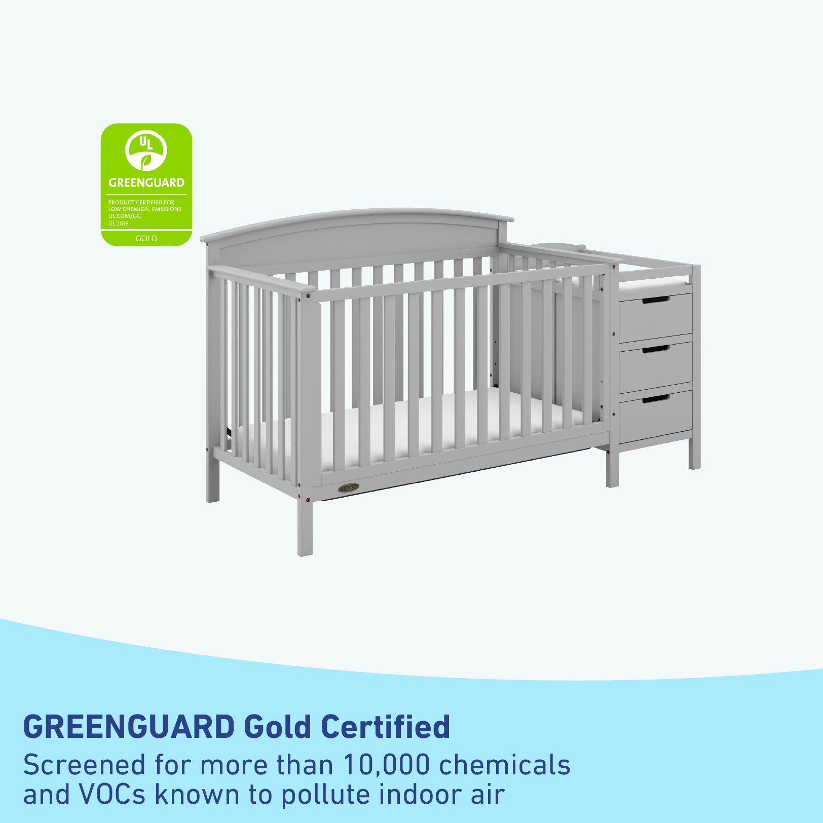 Graco Benton 4-in-1 Convertible Crib and Changer - Pebble Gray.