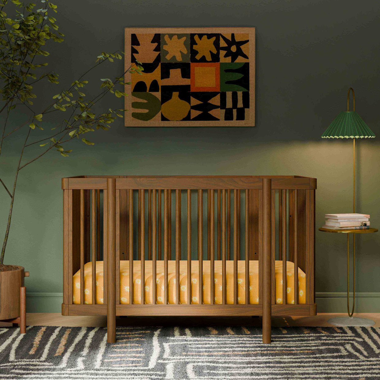babyletto Pogo 8-in-1 Convertible Crib with All-Stages Conversion Kits - Natural Walnut.