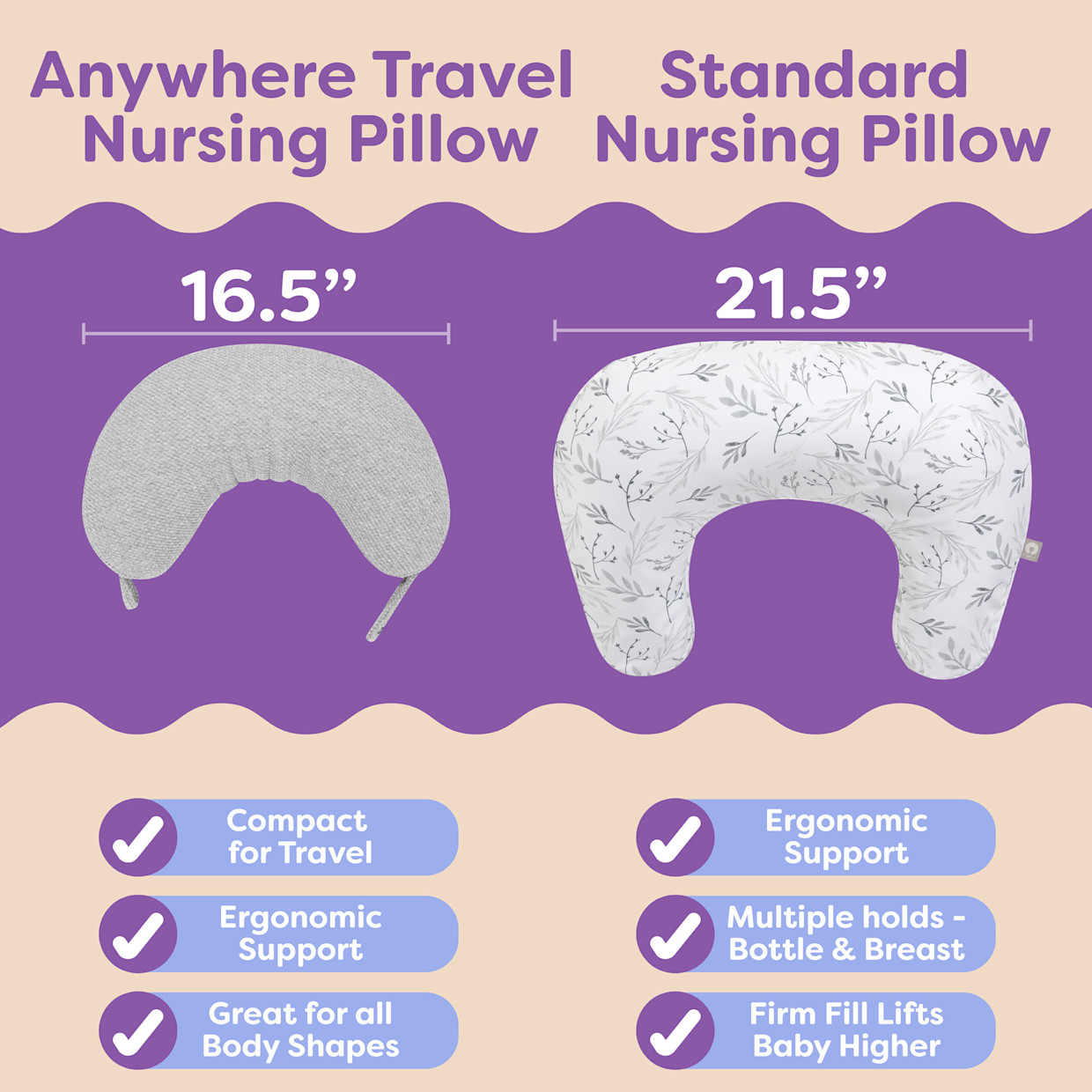Boppy Anywhere Travel Nursing Pillow - Gray.