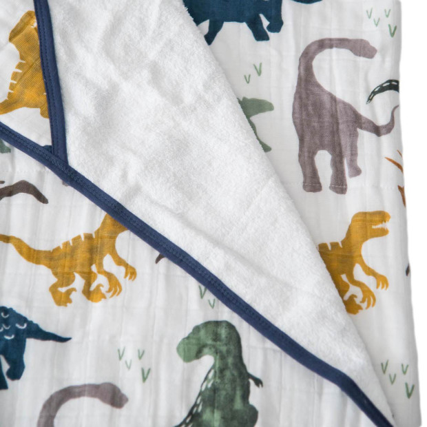 Little Unicorn Large Cotton Muslin & Terry Hooded Towel - Dino Friends, Large.