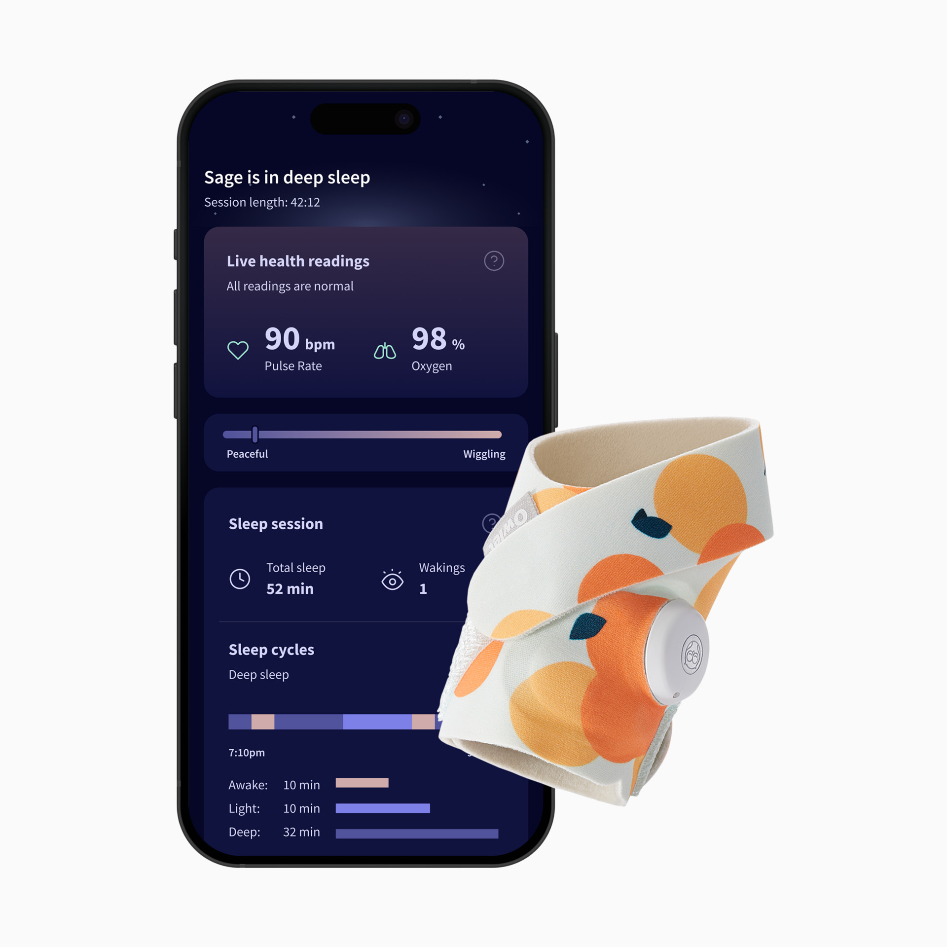 Owlet Dream Sock Smart Wearable Baby Monitor - Dusty Rose 