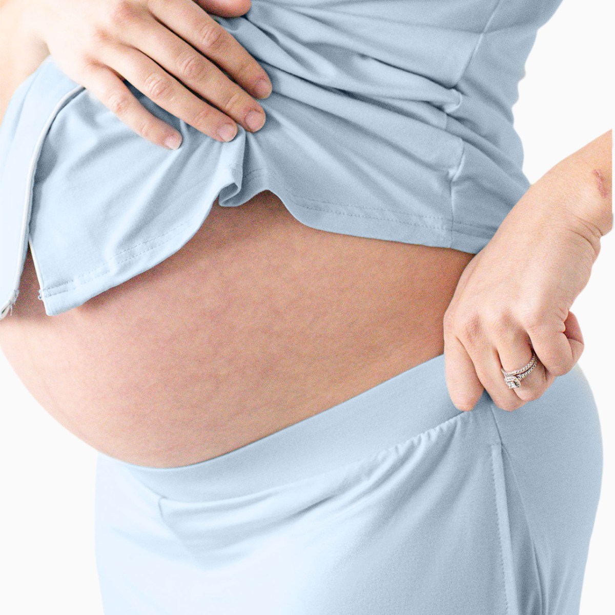 Kindred Bravely Clea Bamboo Viscose Classic Short Sleeve Maternity & Nursing Pajama Set - Mist, 1X.