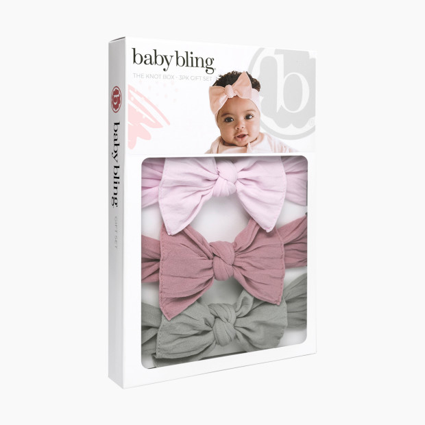 Baby Bling Classic Knot Headband Set (3 pack) - Primrose/Mauve/Grey.